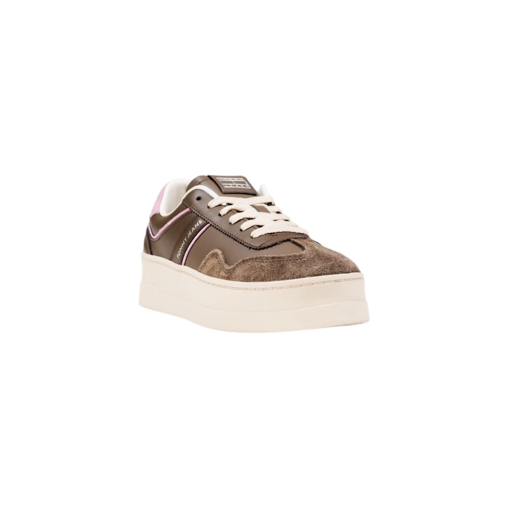 Brown shoe with white laces