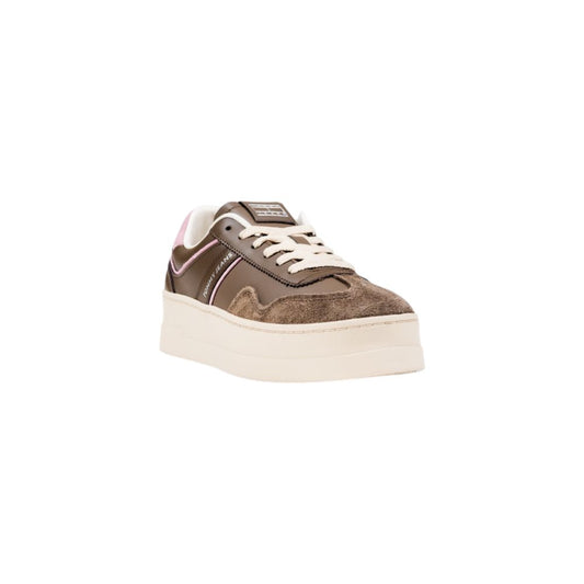Brown shoe with white laces