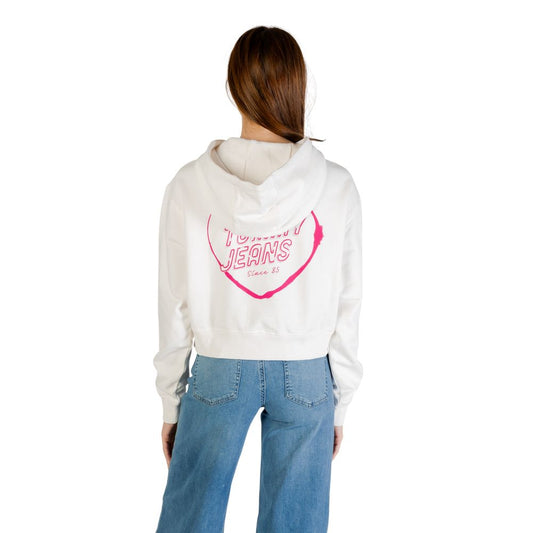 White hoodie with pink heart design on back