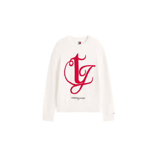White sweater with red logo