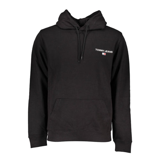 Black hoodie with white logo on front