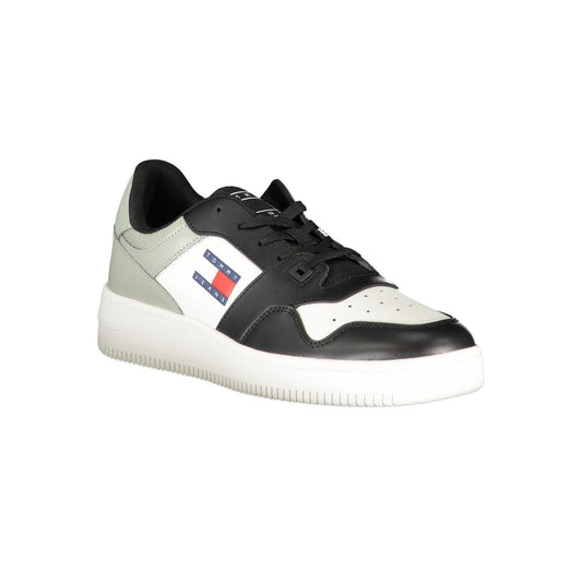 Black and white men's sneaker with red logo on side