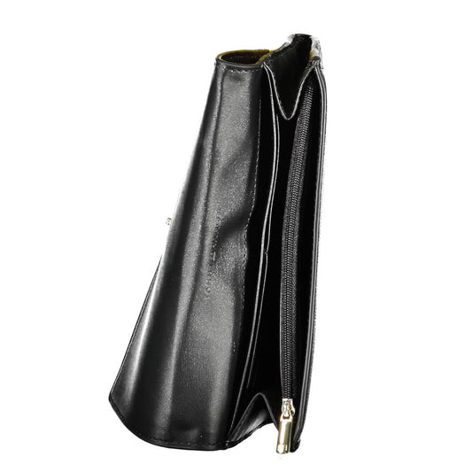 Black leather wallet with zipper closure