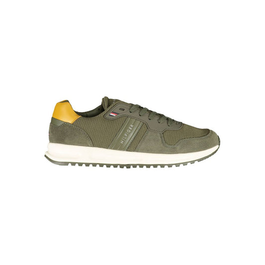 Pair of sneakers with white soles and laces
