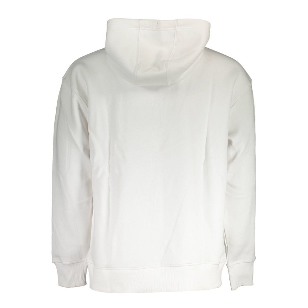 White hoodie with drawstrings and pockets