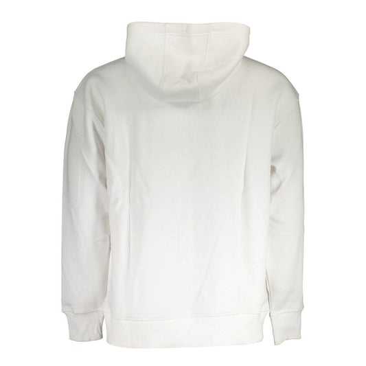 White hoodie with drawstrings and pockets