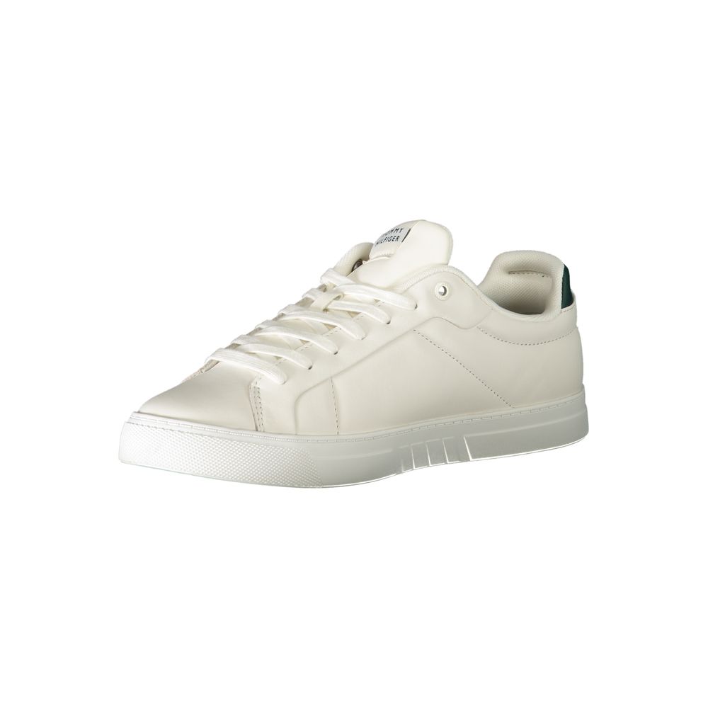 White sneaker with laces and a low top