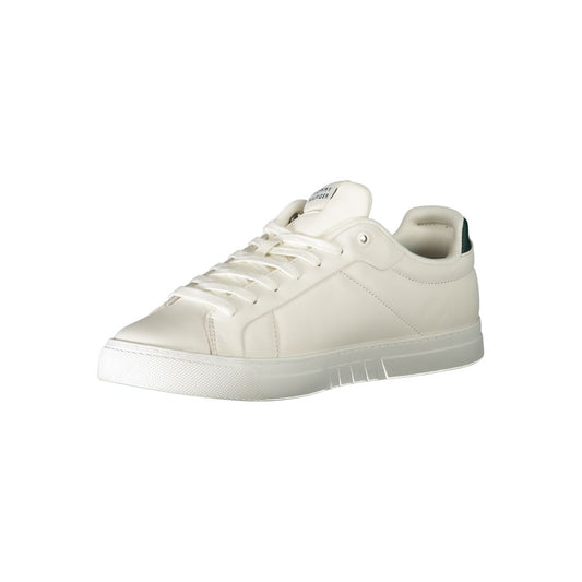 White sneaker with laces and a low top