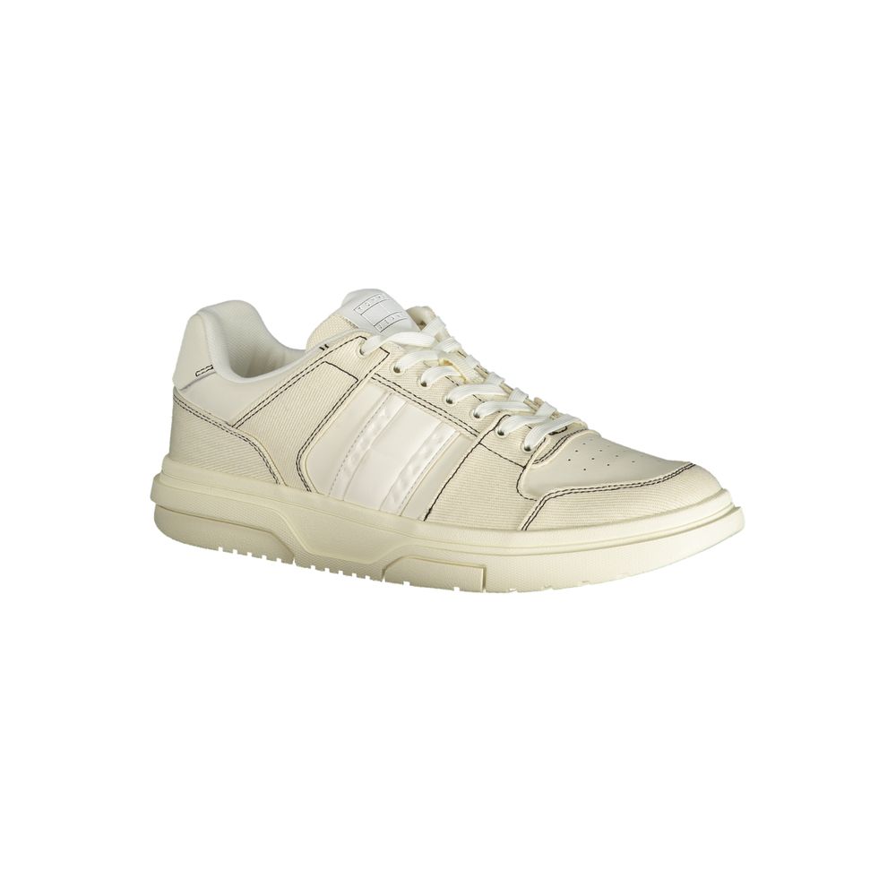White sneaker with tan laces and sole