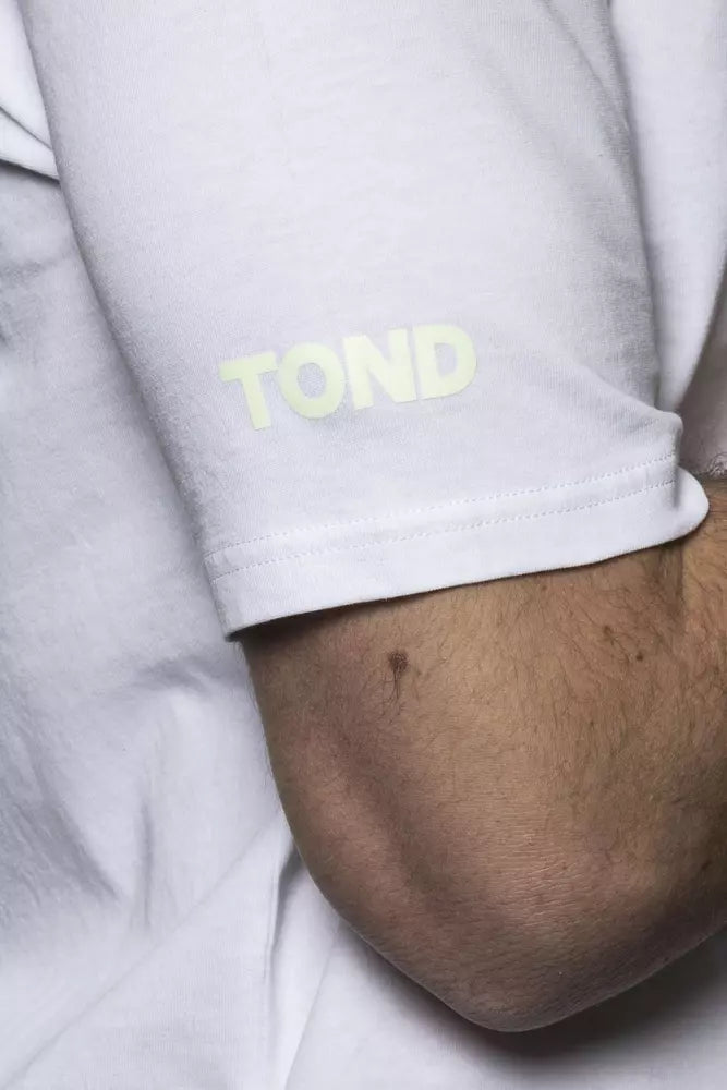 White sleeve with yellow lettering on arm