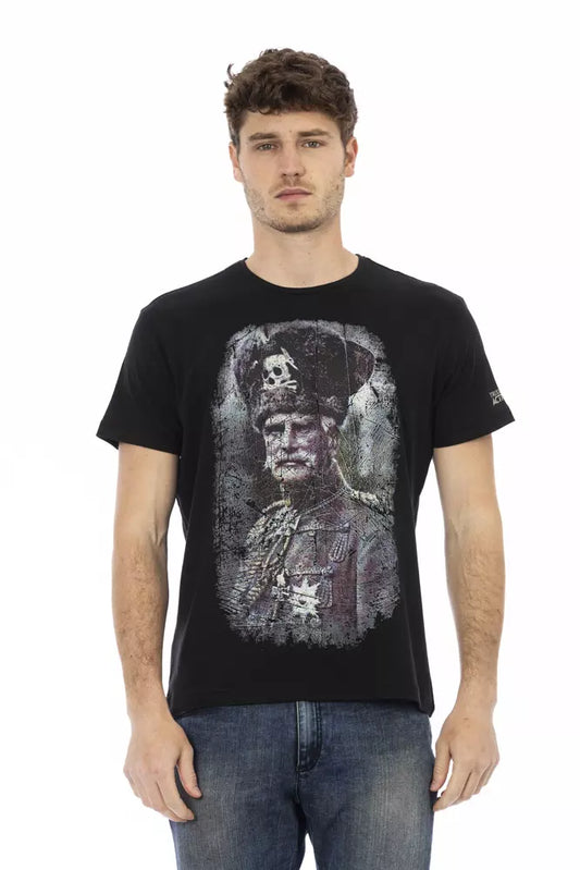 Man wearing black t-shirt with graphic design