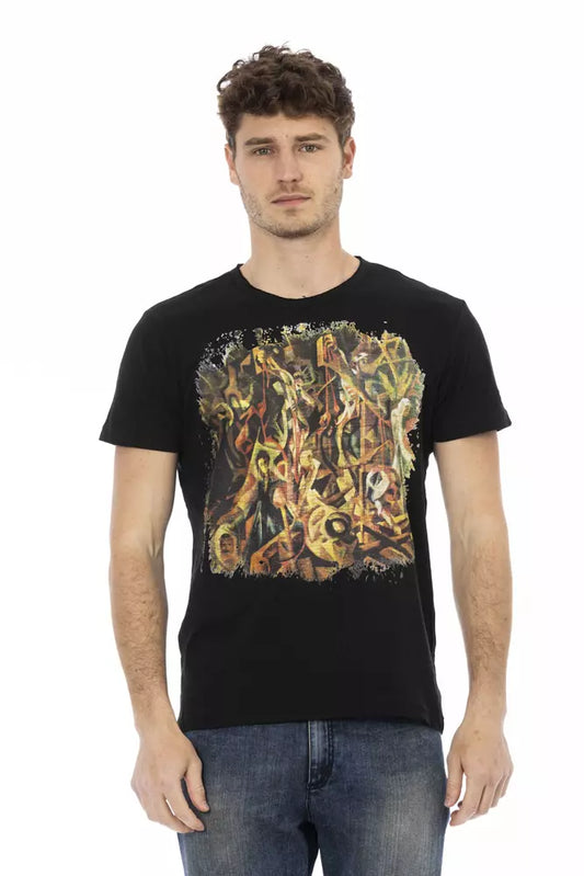 Man wearing black t-shirt with graphic print