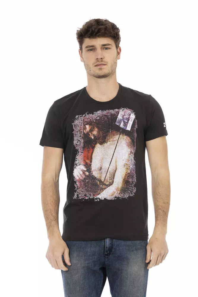 Man wearing black t-shirt with graphic print