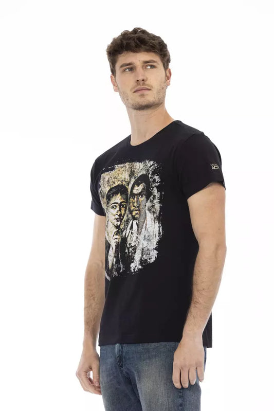 Man wearing black t-shirt with graphic design