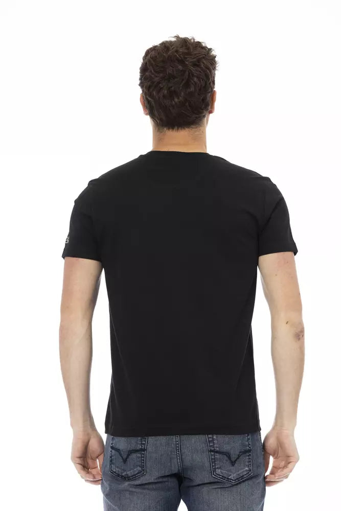 A black cotton men's t-shirt with short sleeves