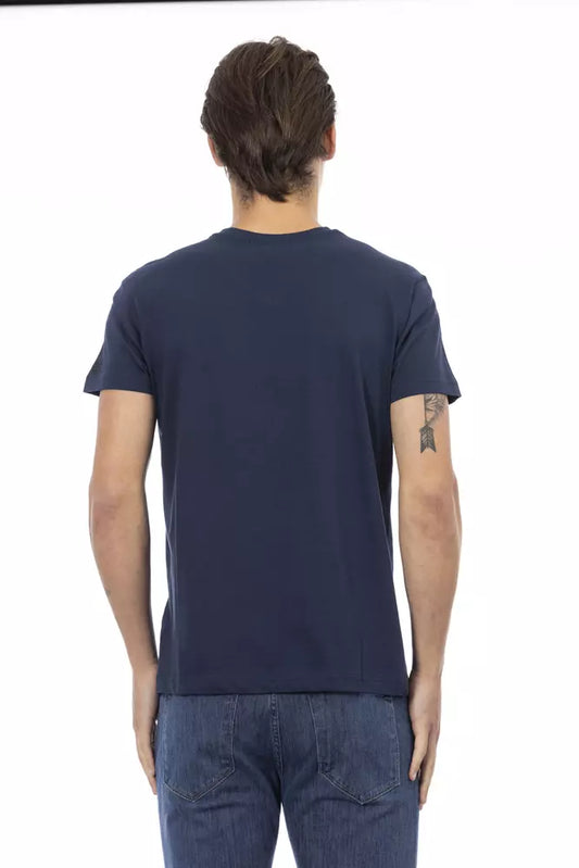 Navy blue short sleeve t-shirt on a mannequin