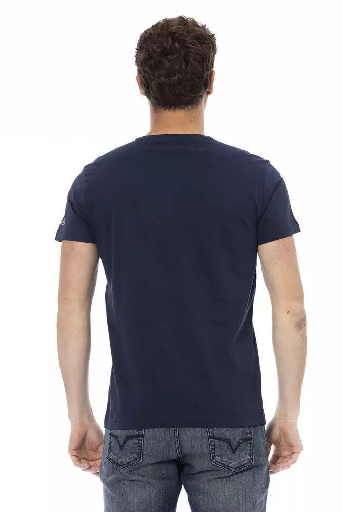 Navy blue short sleeve t-shirt on a mannequin torso
