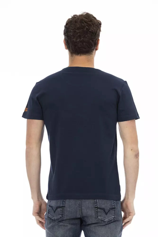 Navy blue short sleeve t-shirt on a mannequin