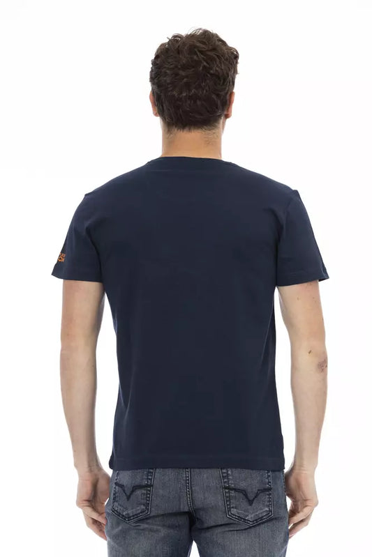 Navy blue short sleeve t-shirt on a mannequin