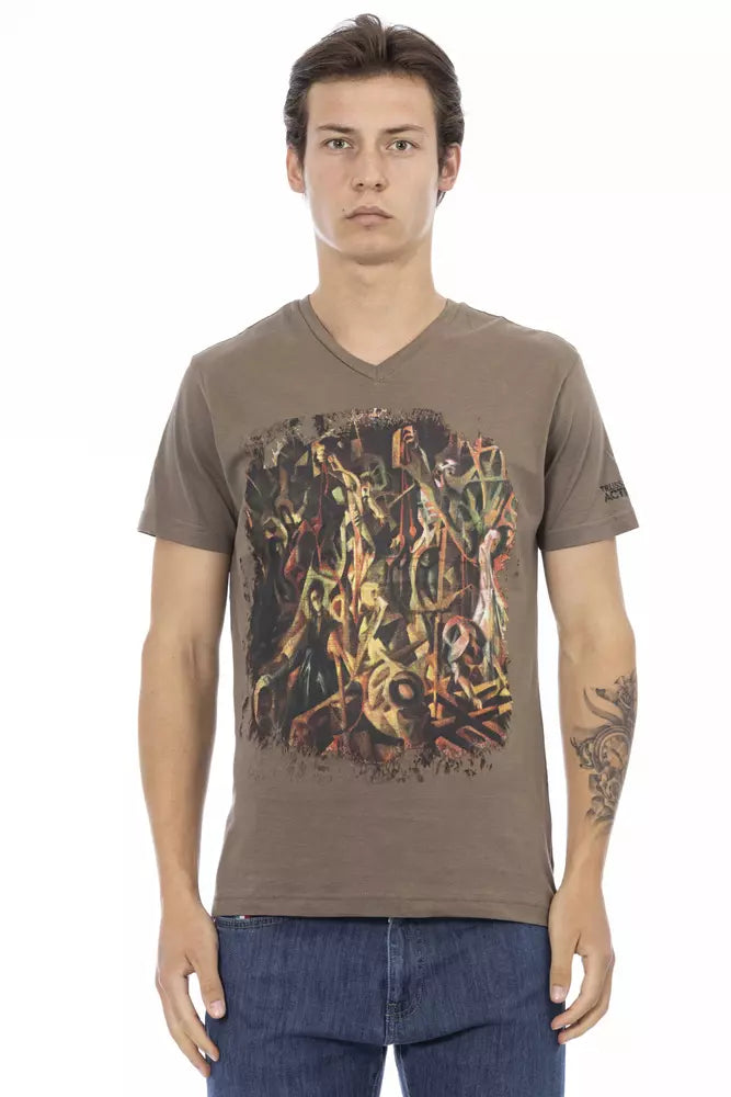 Man wearing graphic t-shirt with dark artwork