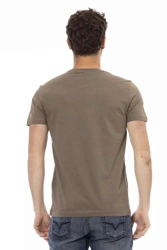 A brown cotton men's t-shirt with short sleeves