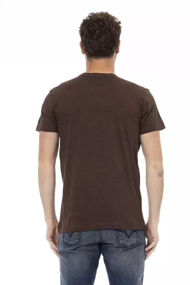 A brown cotton men's t-shirt with short sleeves
