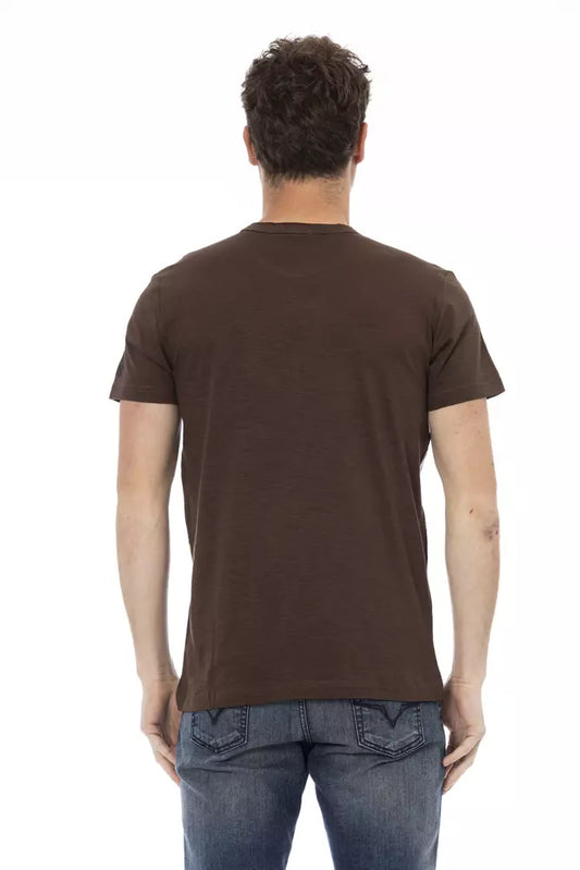 A brown cotton men's t-shirt with short sleeves