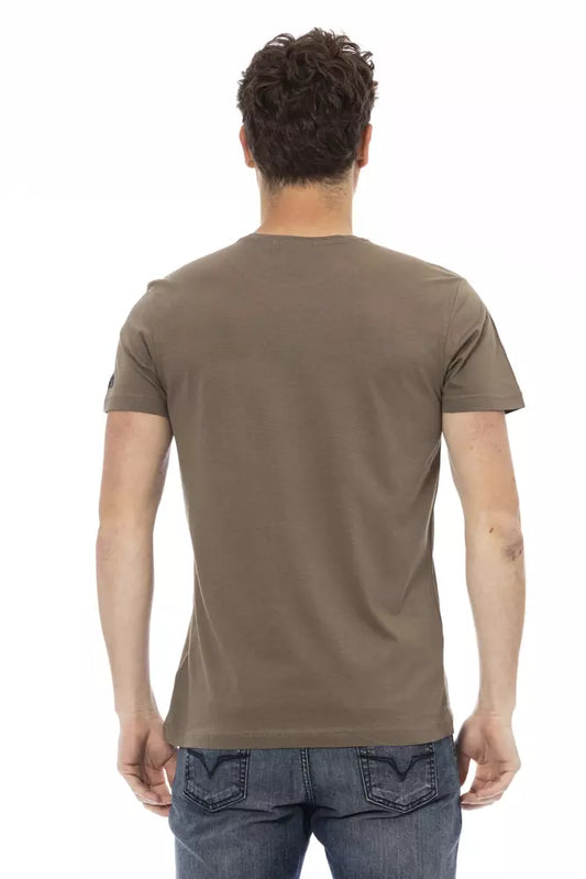 A brown cotton men's t-shirt with short sleeves