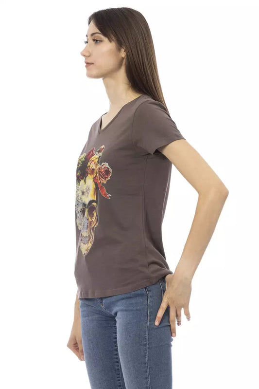 Woman wearing graphic t-shirt