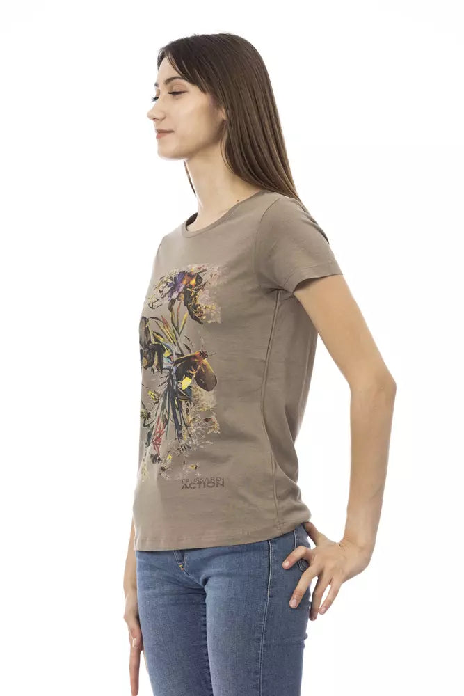 Woman wearing graphic t-shirt
