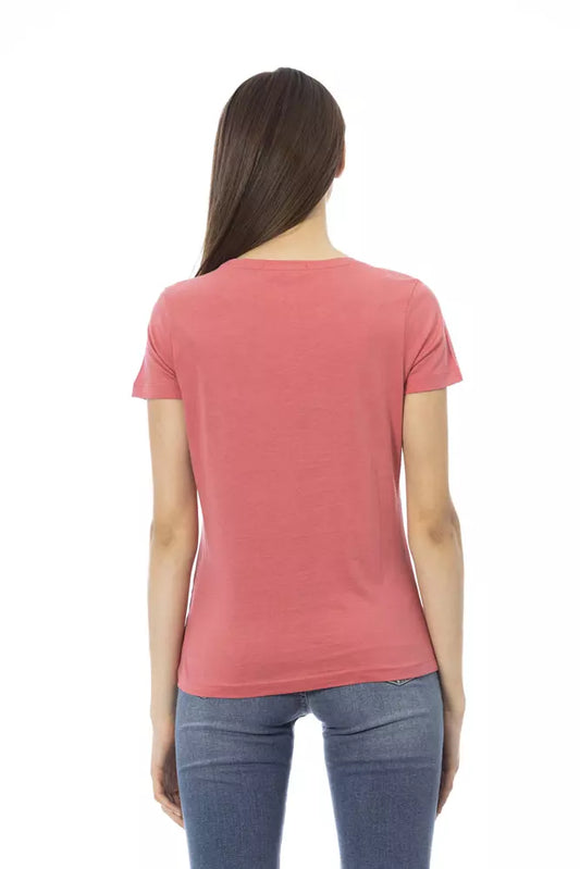 Woman wearing red shirt