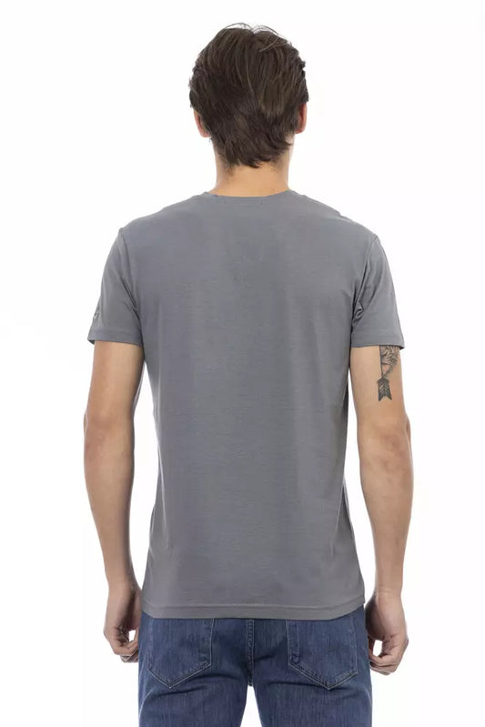 Grey short sleeve t-shirt on a mannequin torso
