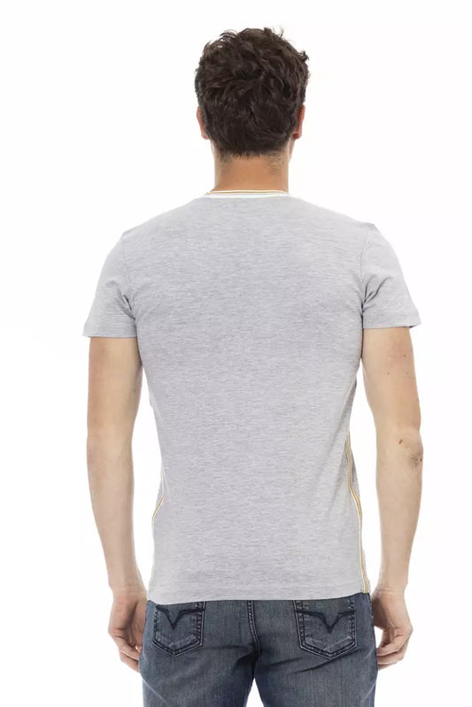 A gray cotton men's v-neck t-shirt