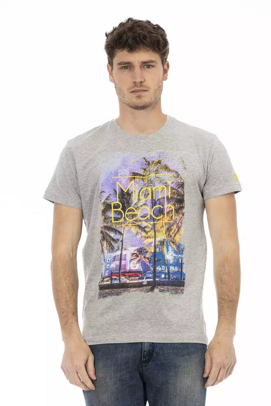 Man wearing graphic t-shirt with beach scene