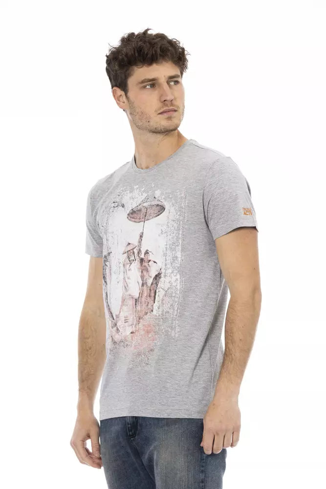 Man wearing graphic t-shirt and jeans