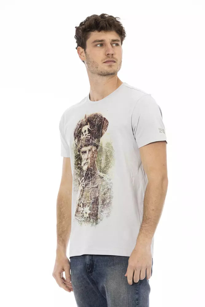 Man wearing graphic t-shirt with emperor design