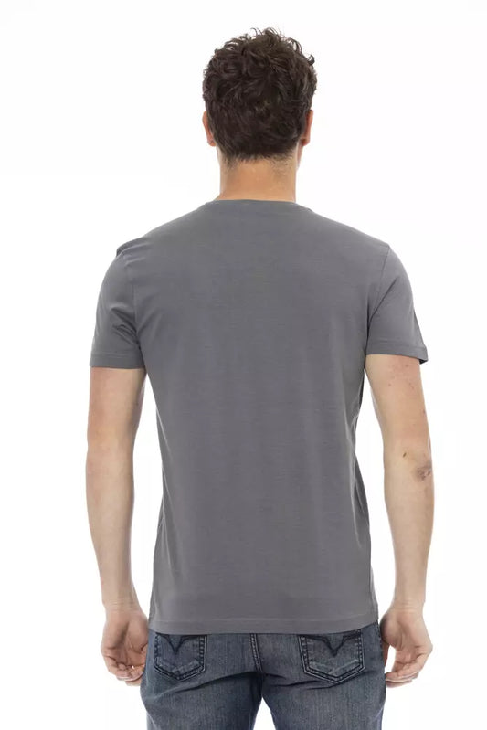 Back view of a gray t-shirt on a mannequin