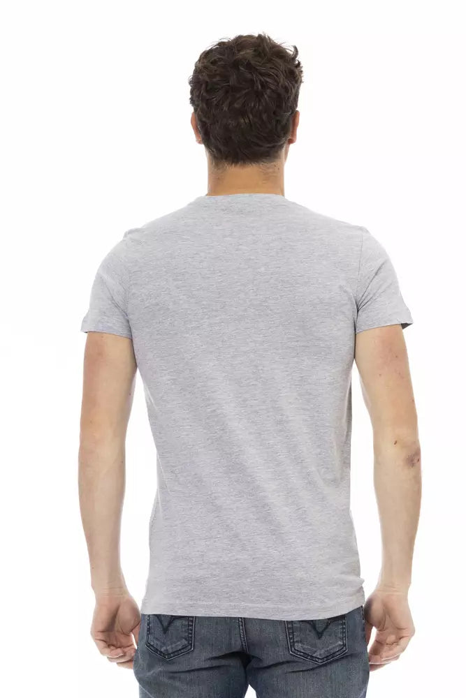 A gray cotton men's t-shirt with short sleeves
