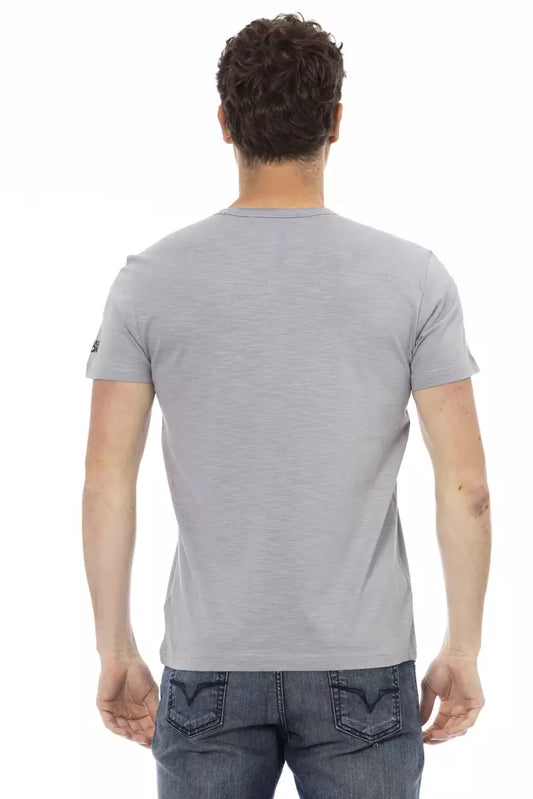 Back view of a gray t-shirt on a mannequin