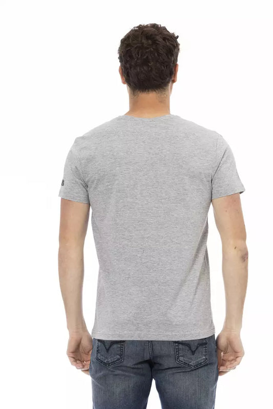 Back view of a gray t-shirt on a mannequin