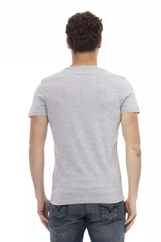 A gray cotton men's t-shirt with short sleeves
