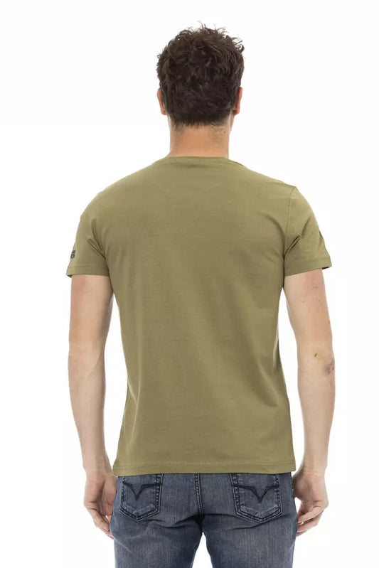 A green cotton men's t-shirt with short sleeves