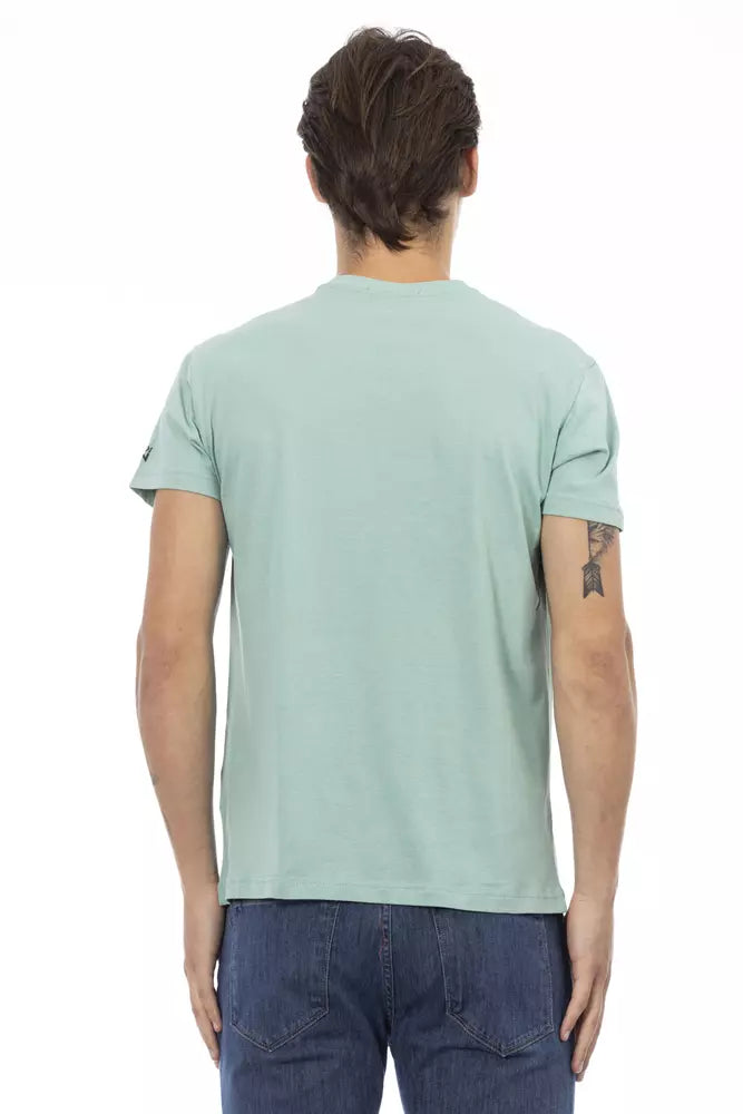 Man wearing light green t-shirt