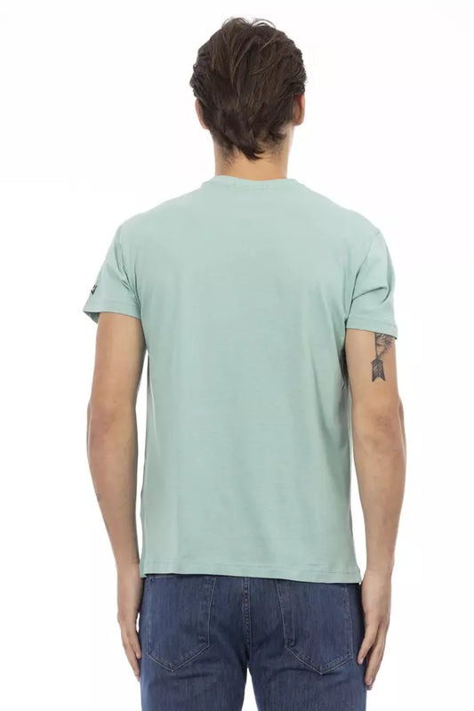 Man wearing light green t-shirt