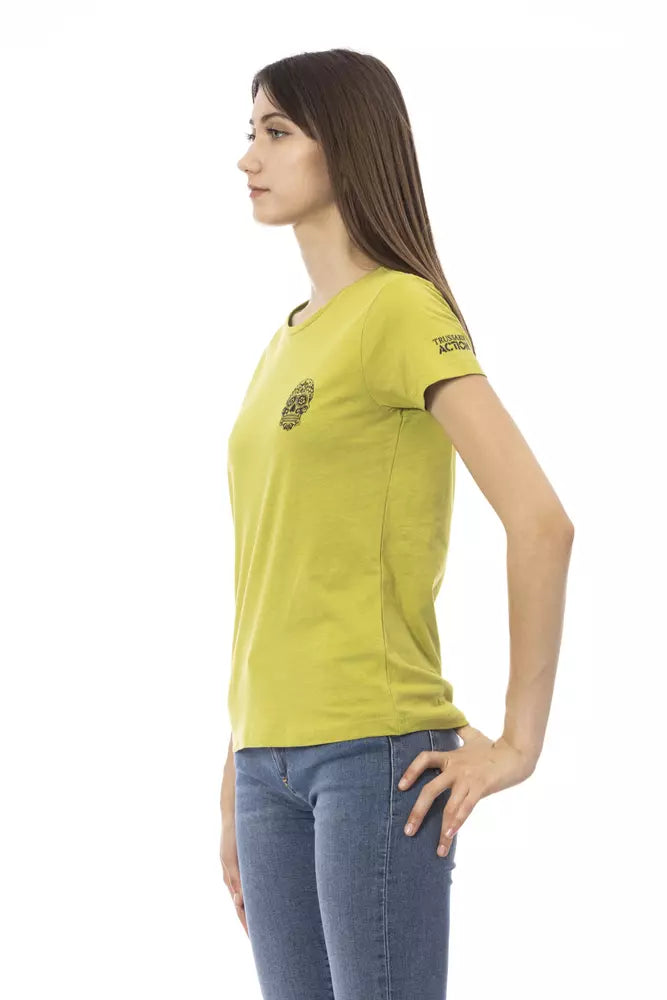 Yellow women's t-shirt with logo on front