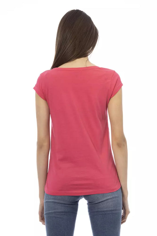 Woman wearing red sleeveless top