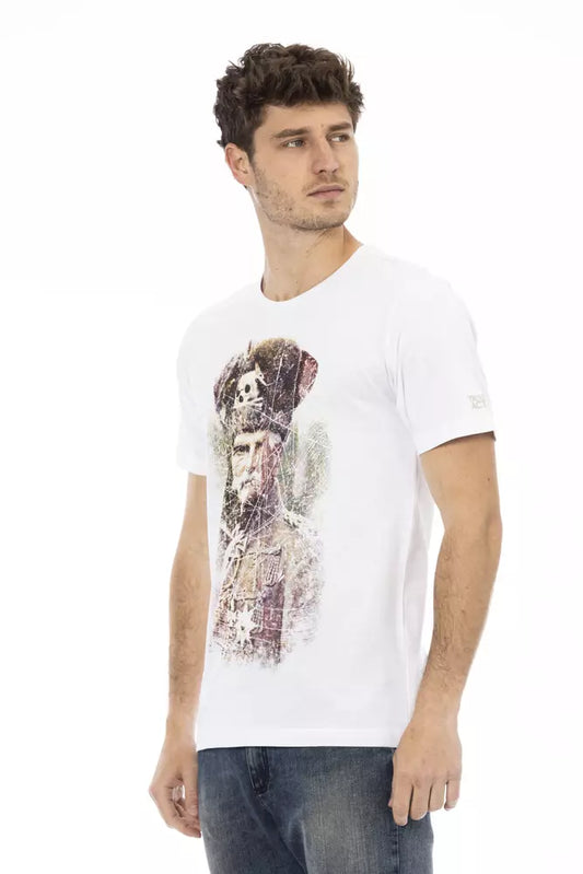Man wearing graphic t-shirt with face design