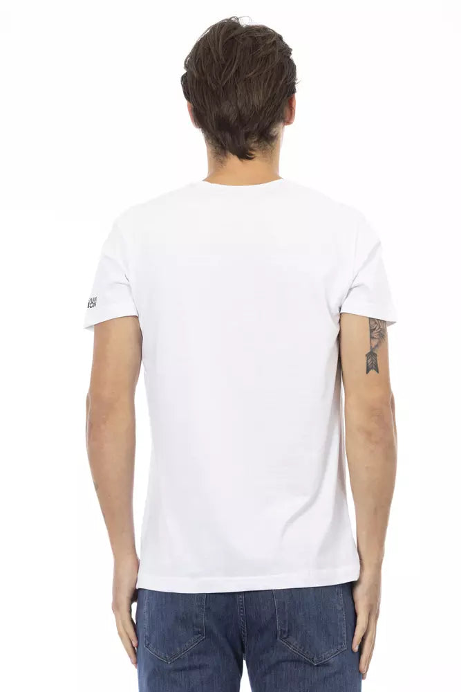 White t-shirt on a man's back