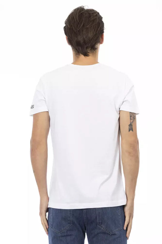 White t-shirt on a man's back