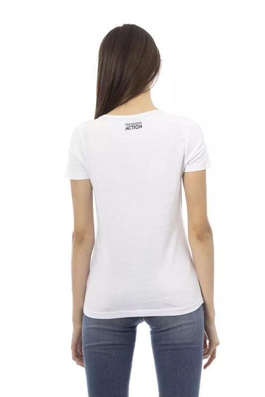 White short sleeve t-shirt on a woman